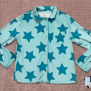 Art Class Girls Blue Star Pattern Pajama Top
